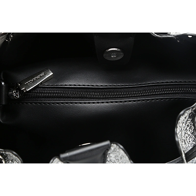 8798 China manufacturer 2018 new arrival fashion design women drawstring bag metallic PU leather lady tote bag