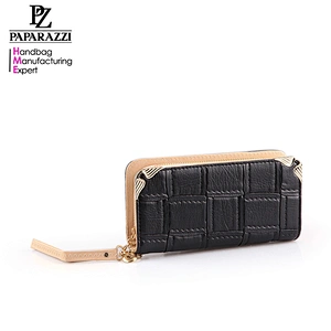 LG4913 2018 Newest Fashion Classic Black Women Metal Wallet with Wristlet