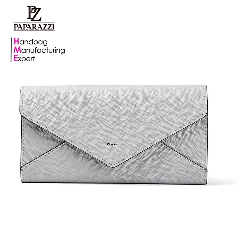 7055-3 folded guangzhou factory grey color saffiano PU leather wallets