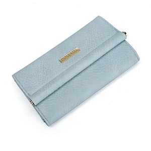 5032-Ladies fashion light blue metal plate flap PU wallets