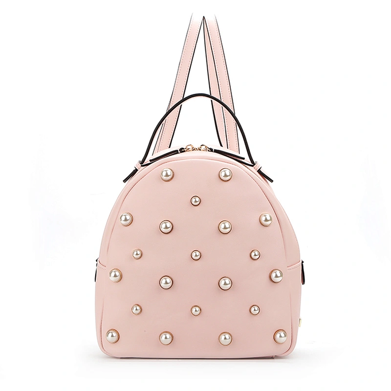 #7455 Myanmar own factory mochilas new arrival fashion design custom pearls decorative backpack bag PU leather women backpack