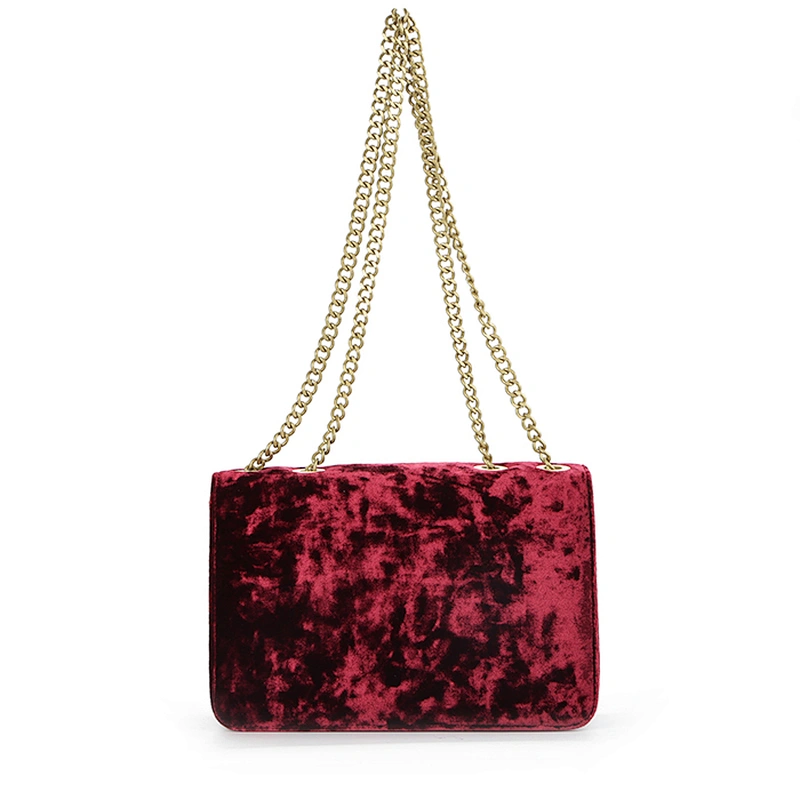 8831 New arrival Guangzhou manufacturer high quality fashion trend wine velvet shoulder bag for 2018