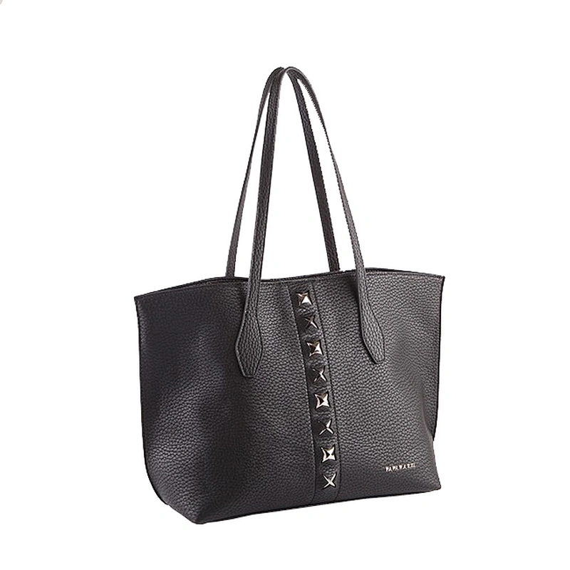 #5065 Tariff Free Myanmar made new arrival fashion hardware decorate large black ladies hand bags PU leather bags women handbag