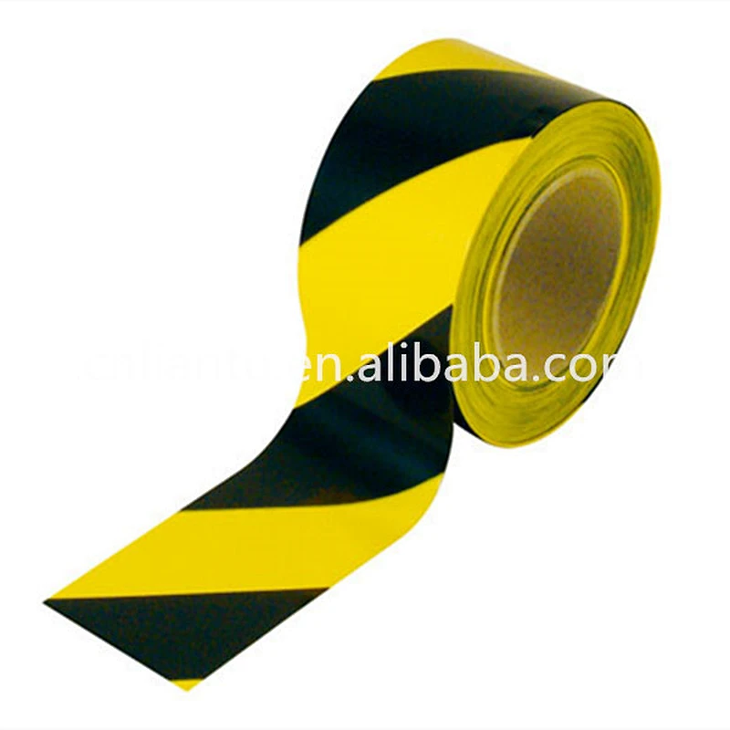 black yellow caution warning floor marking tape