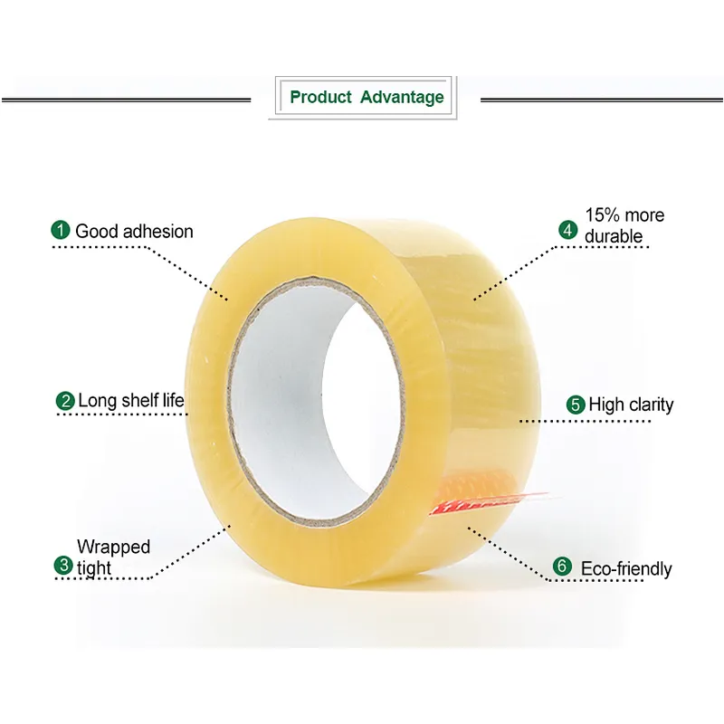 yellow clear transparent tape for packing bopp self adhesive tape 48mm x 66 mtrs