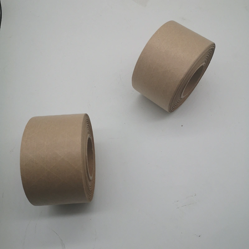 Wet water fiber reinforced brown custom logo printed gummed Kraft paper packing package tape
