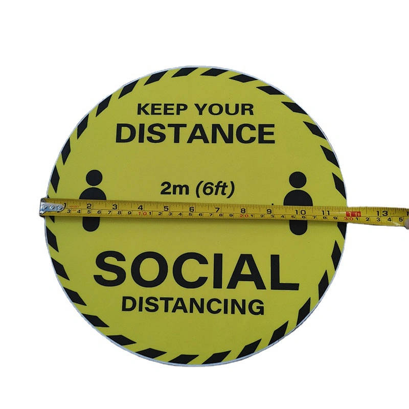 Custom 12 inch social distancing floor stickers removable waterproof social distance floor decals