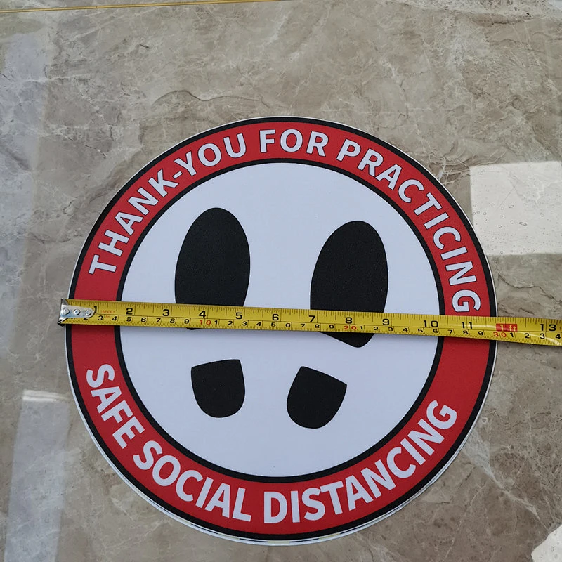 Custom 12 inch social distancing floor stickers removable waterproof social distance floor decals
