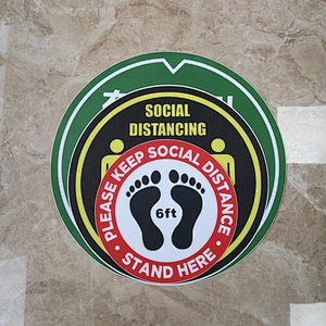 Custom 12 inch social distancing floor stickers removable waterproof social distance floor decals