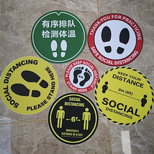 Custom 12 inch social distancing floor stickers removable waterproof social distance floor decals
