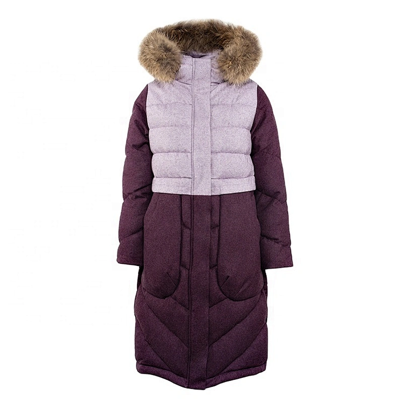 Oem Odm Crane Down Jacket Hoodie Patchwork Ladies Winter Down-Filled Coat From Ruiniu Manufacturer