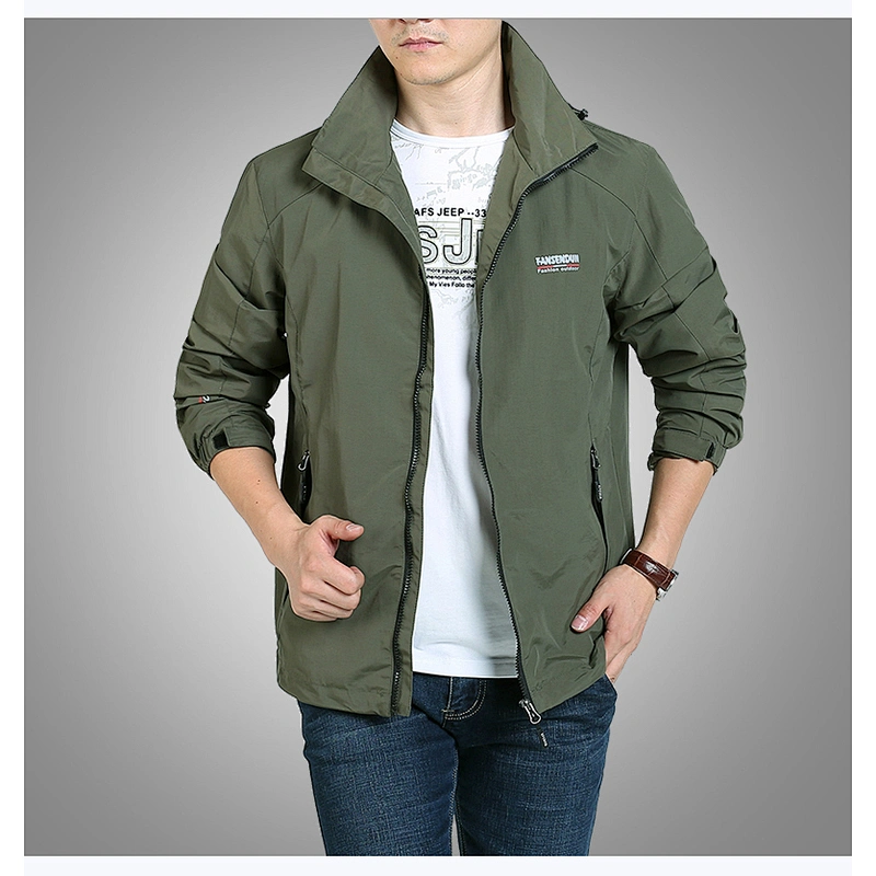 RuiNiu Water Resistant Spring and Autumn Slimfit Men Jacket Windbreaker Casual Stylish Outfit Outerwear Jaket Waterproof