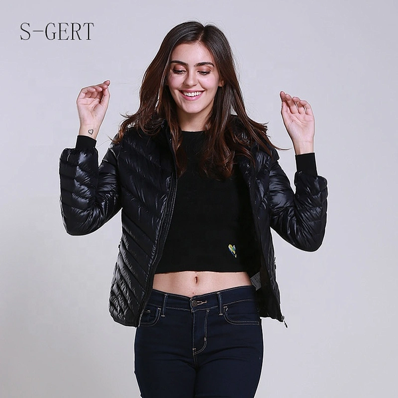 Custom Slim Fit Windbreaker Duck Down Light Puffer Coat Goose Down Puffer Jacket Women