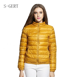 China Factory Price Stocked Orange Winter Short Waterproof Down Jacket