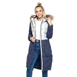 Oem Odm Crane Down Jacket Hoodie Patchwork Ladies Winter Down-Filled Coat From Ruiniu Manufacturer