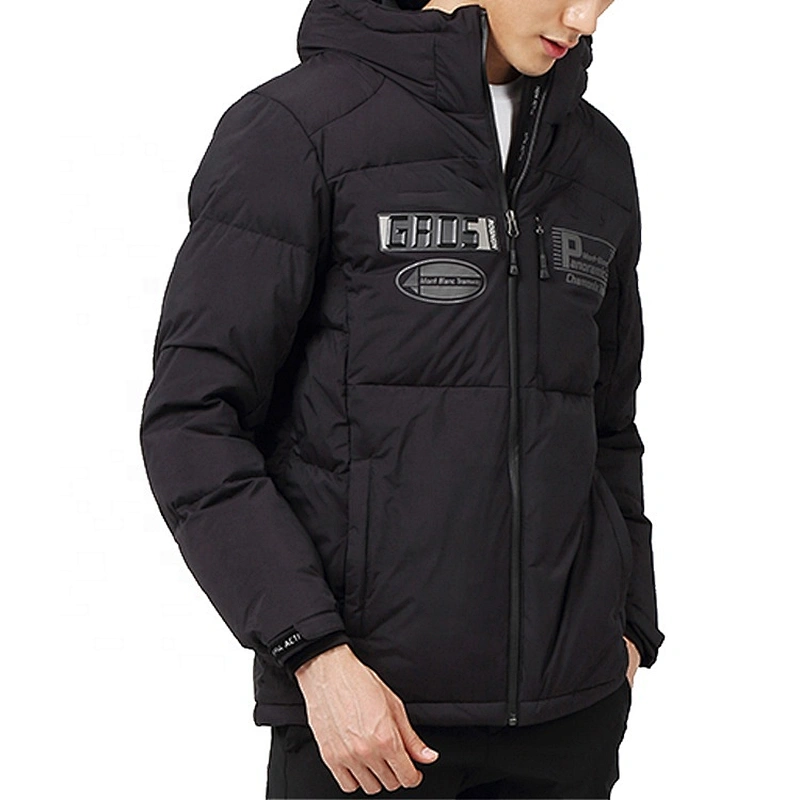 Oem Odm Winter Hooded Custom Puffer Jacket Fashion Black Puffer Coat Plain Man Down Coat