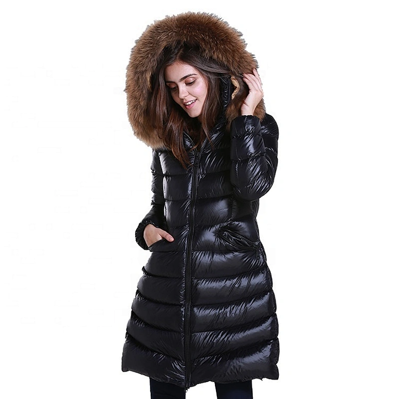 OEM ODM Winter Warmer Duck Down Coat Womens Down Filled Jackets With Fur Hood