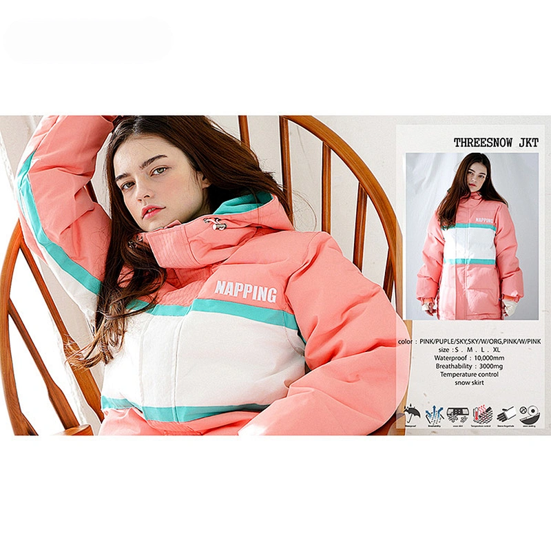 OEM ODM Pink Mixed White Girls Winter Sportswear Fashion Waterproof Coat Women Ski Custom Jacket Logo