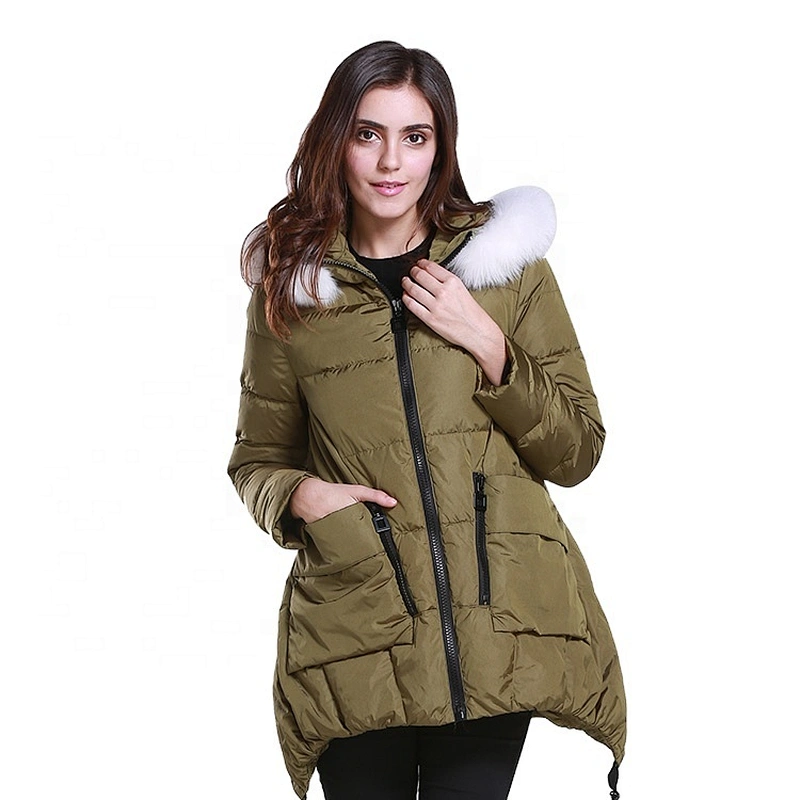 Oem Odm Winter Casacas Mujer Pluma Down Hooded Jacket Coat Down Feather Woman Custom Puffer Jacket From Ruiniu Factory
