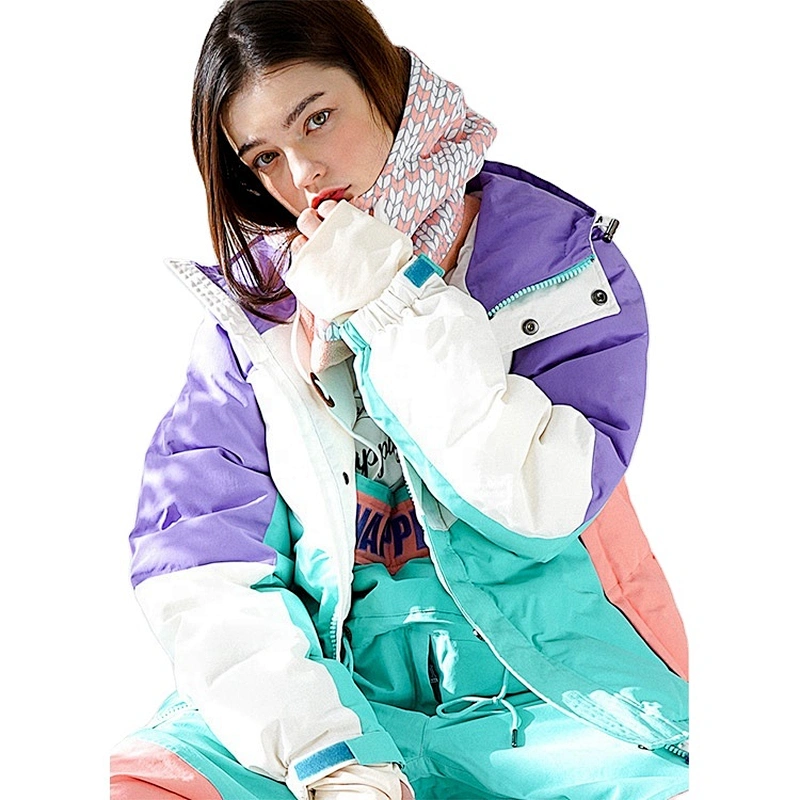 OEM/ODM Purple Green Long Outdoor Sports Suit Coat Active Ski Snowboard Woman Custom Logo Winter Jacket