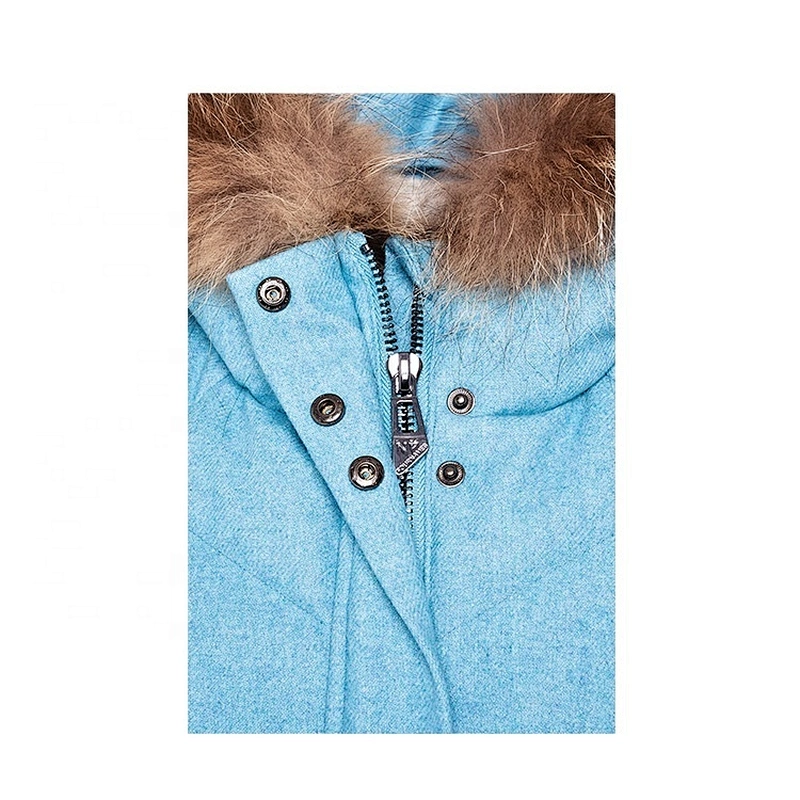 Oem Odm Light Blue Customized Color Coat Duck Down Long Goose Down Puffer Winter Jackets Woman
