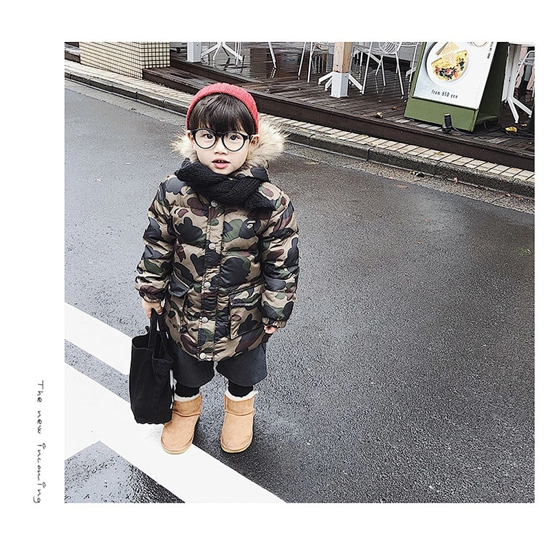 Fashion Stock Camo Winter Duck Down Clothes Children Kids Jacket Boy