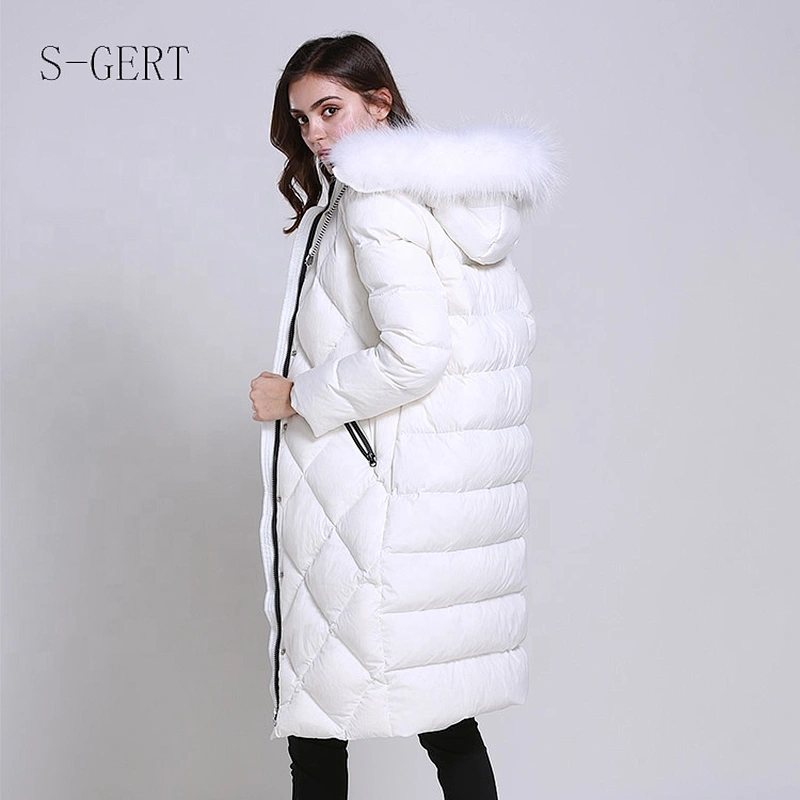 Custom Windproof Waterproof Light Leather Goose Women Winter Down Coat