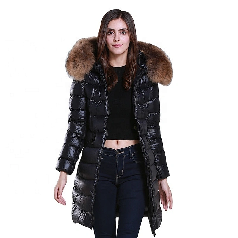 OEM ODM Winter Warmer Duck Down Coat Womens Down Filled Jackets With Fur Hood