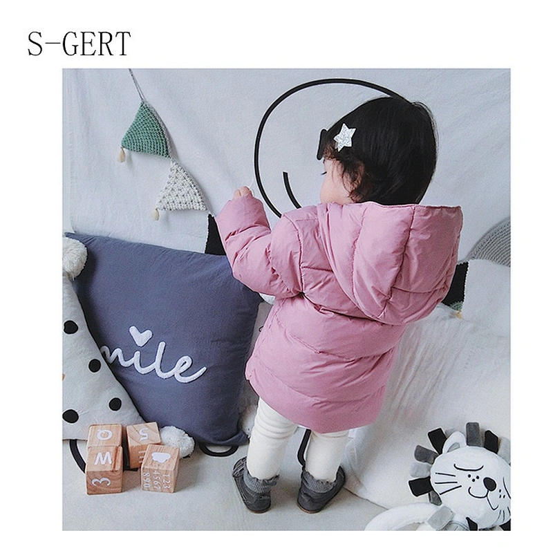 Cute Duck Down Filled Hoodie Winter Children Girls Clothes Baby Girl Jacket