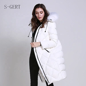 Custom Windproof Waterproof Ultra Light Goose Long Down Jacket For Woman