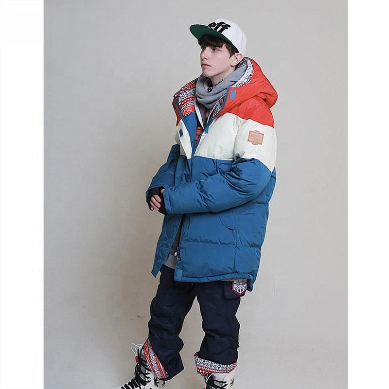 OEM ODM Custom Puffer Jacket Hooded Blue Men Cotton Jacket