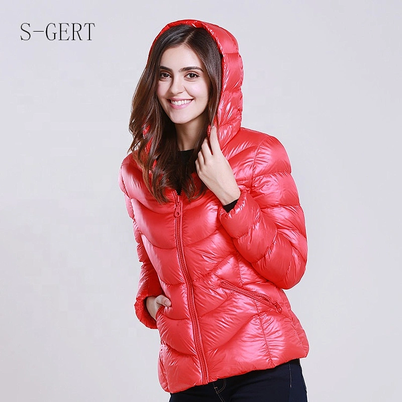 Fashion Red Stock Ladies Coat Light Weight Short Winter Long Waterproof Jacket For Women