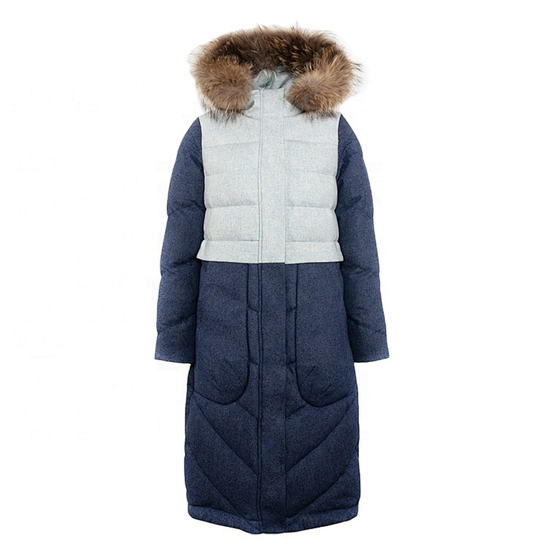Oem Odm Crane Down Jacket Hoodie Patchwork Ladies Winter Down-Filled Coat From Ruiniu Manufacturer