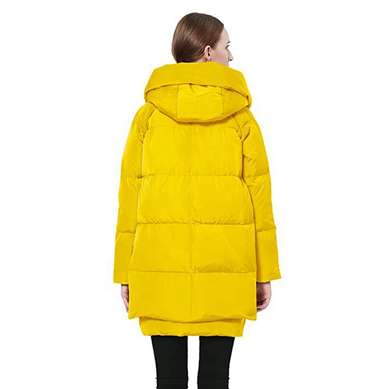 Oem Odm Winter Clothing Women Yellow Puffer 700 Down Jacket