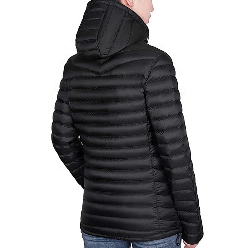 Oem Odm Winter Clothes Black Puffer Jacket Womens Unisex Goose Down Jacket With Hood