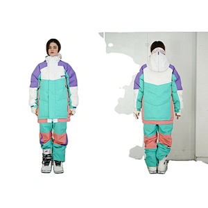 OEM/ODM Purple Green Long Outdoor Sports Suit Coat Active Ski Snowboard Woman Custom Logo Winter Jacket