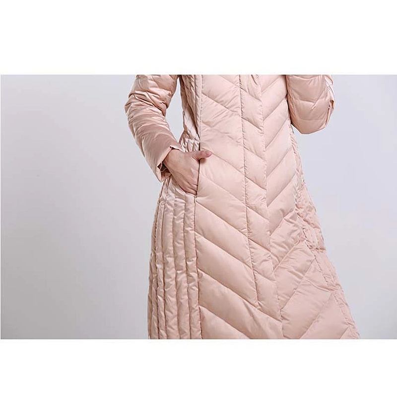 OEM ODM Winter Medium Long Trench Women Warm Fill Down  Puffer Jackets Female