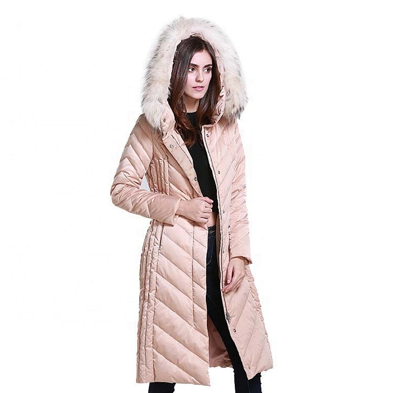 OEM ODM Winter Medium Long Trench Women Warm Fill Down  Puffer Jackets Female