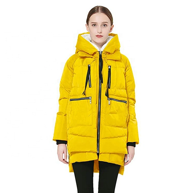 Oem Odm Winter Clothing Women Yellow Puffer 700 Down Jacket