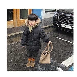 Fur Hoodie Korean Boys Medium Long Stylish Children Clothes Boy Down Jacket