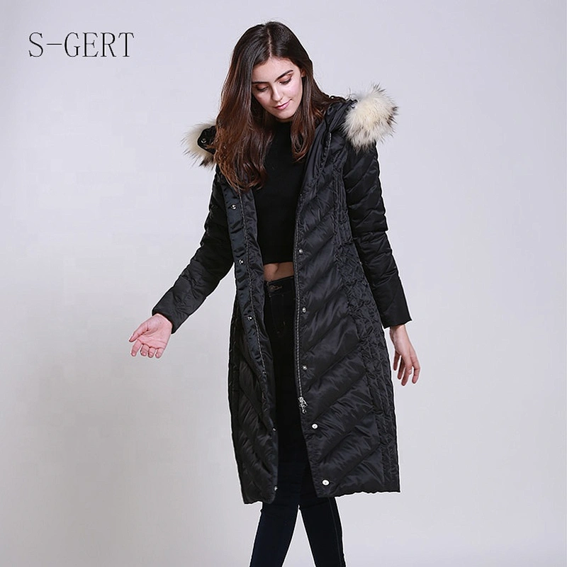 Guangzhou Waterproof Polyester Ultra Light Packable Black Puffer Womens Winter Down Jacket