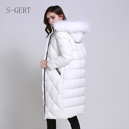 Windproof Custom Winter Leather Goose Women Down Jacket For Fur Hood
