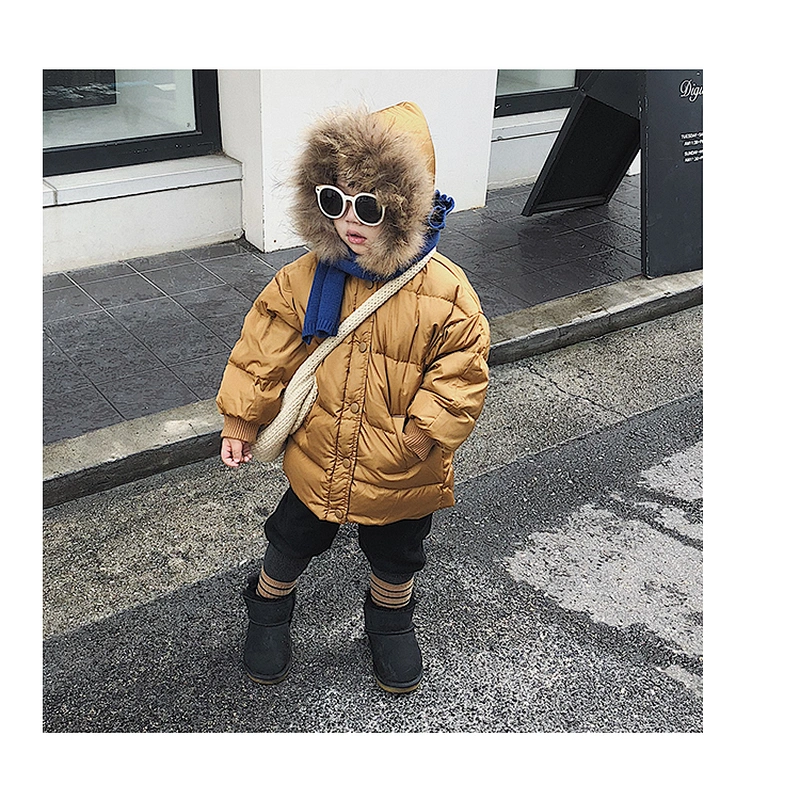 Fur Hoodie Korean Boys Medium Long Stylish Children Clothes Boy Down Jacket