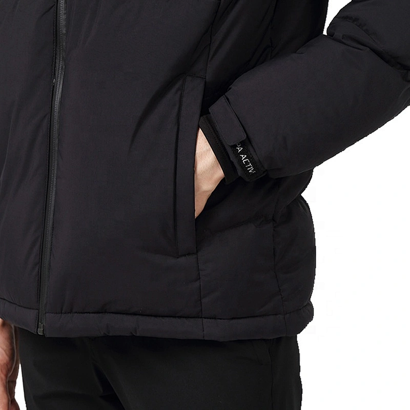 Oem Odm Winter Hooded Custom Puffer Jacket Fashion Black Puffer Coat Plain Man Down Coat