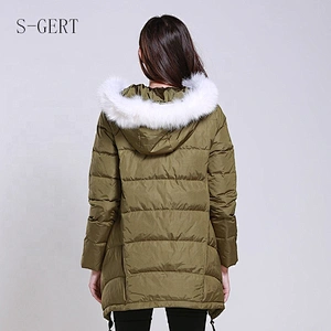 Winter Hiking Customize Long Down Coats Fur Hood Woman Down Fill Jacket