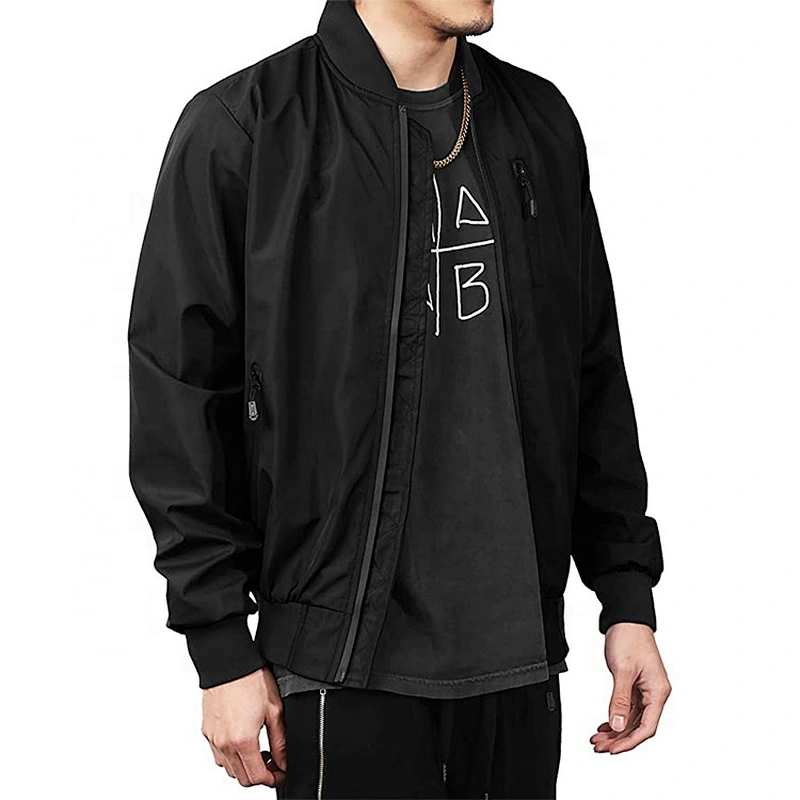 Oem Odm 2020 Lightweight Custom Bomber Jacket chaqueta de bombardero Black Wind Breaker Jackets For Men Casual