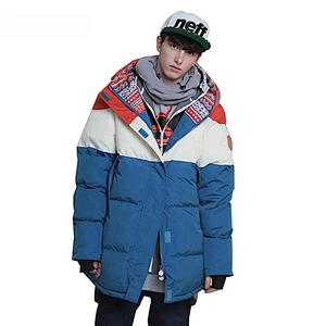 OEM ODM Custom Puffer Jacket Hooded Blue Men Cotton Jacket