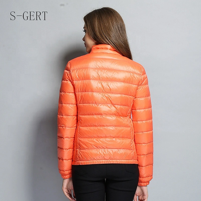 China Factory Price Stocked Orange Winter Short Waterproof Down Jacket