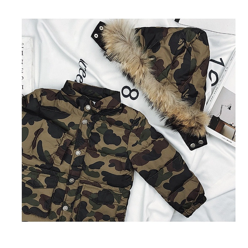 Fashion Stock Camo Winter Duck Down Clothes Children Kids Jacket Boy