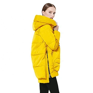 Oem Odm Winter Clothing Women Yellow Puffer 700 Down Jacket